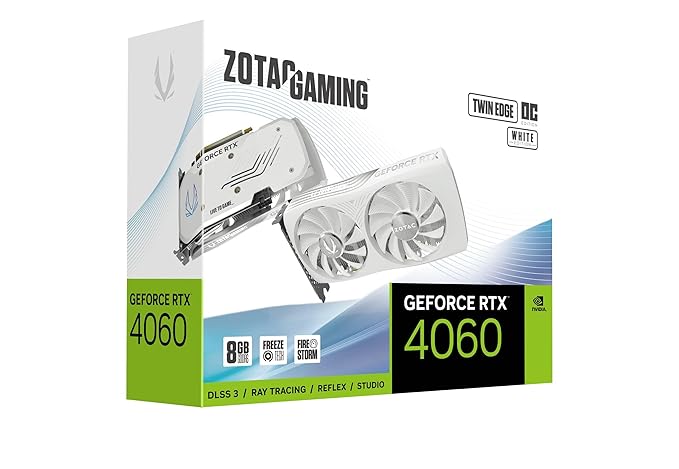 ZOTAC Gaming GeForce RTX 4060 Twin Edge OC 8GB GDDR6 White Edition 128bit PCIe 4.0 with 2490Mhz Boost Clock, Ray Tracing Performance & 5 Years Warranty