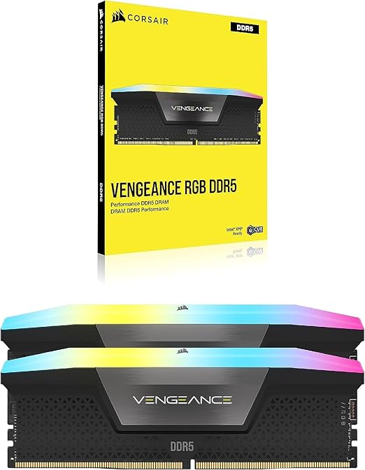 CORSAIR Vengeance RGB DDR5 RAM 32GB (2x16GB) 7200MHz CL34 Intel XMP iCUE Compatible Computer Memory - Black (CMH32GX5M2X7200C34)