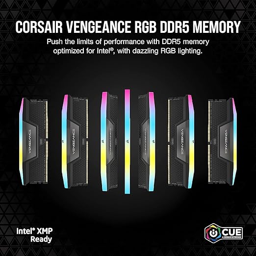 CORSAIR Vengeance RGB DDR5 RAM 32GB (2x16GB) 7200MHz CL34 Intel XMP iCUE Compatible Computer Memory - Black (CMH32GX5M2X7200C34)