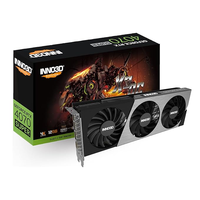 INNO3D NVIDIA GEFORCE RTX 4070 Super X3 OC 12GB GDDR6X 192-bit PCI-E 4.0 X16 Gaming Graphics Card - N407S3-126XX-186162L