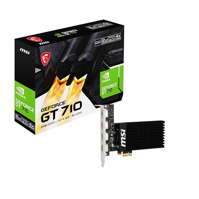 MSI GeForce GT 710 2GD3H 4HDMI Graphic Card - NVIDIA GeForce GT 710 GPU, 2GB DDR3 64-bit Memory, PCI Express Gen 2.0 x1 Interface, Upto 954 MHz