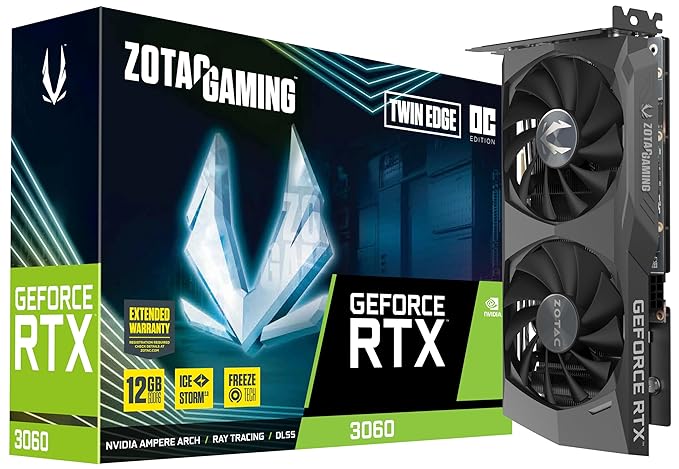 Zotac Gaming Geforce Rtx 3060 Twin Edge Oc Gddr6 12Gb 192Bit Pcie 4.0 Graphics Cards With Icestorm 2.0 Cooling,1807 Mhz Boost Clock & 5 Yrs Warranty