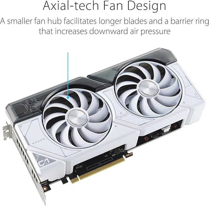 ASUS Dual GeForce RTX™ 4070 Super White Edition (PCIe 4.0, 12GB GDDR6X, DLSS 3, HDMI 2.1a, DisplayPort 1.4a, 2.56-Slot Design, Axial-tech Fan Design, Auto-Extreme Technology, and More)