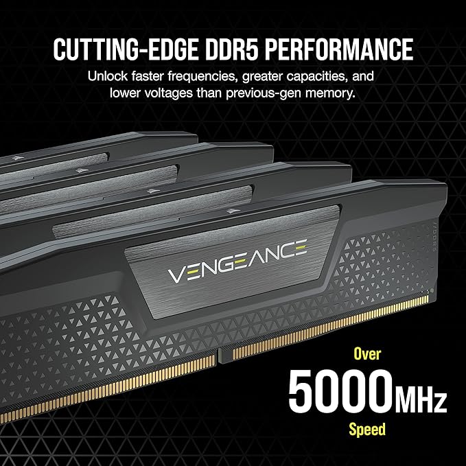 CORSAIR VENGEANCE DDR5 RAM 48GB (2x24GB) 5600MHz CL40 Intel XMP iCUE Compatible Computer Memory - Black