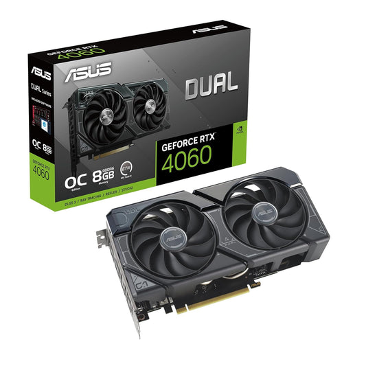 ASUS Dual Geforce RTX 4060 Oc Edition 8Gb Gddr6 (Pcie 4.0, 8Gb Gddr6, Dlss 3, Hdmi 2.1A, Displayport 1.4A, 2.5-Slot Design, Axial-Tech Fan Design, 0Db Technology) - Pci_E